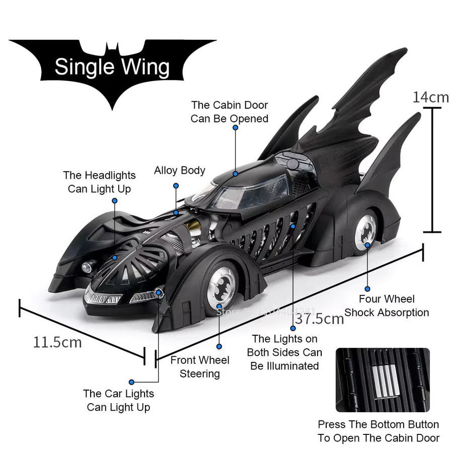 MAKEDA Batmobil 1995, Spielzeug Sportwagen, 1:18, Metall, Spray Funktion - Bild 5