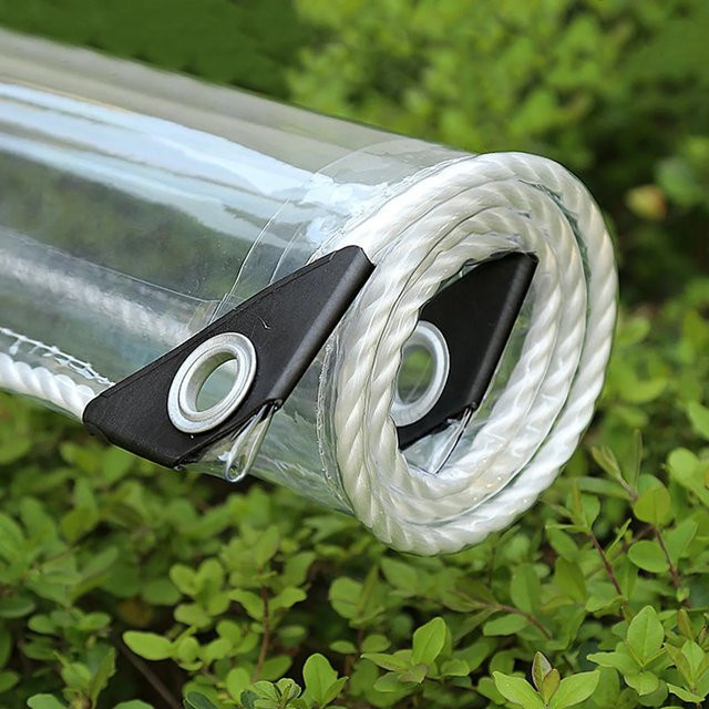 Wasserdichte transparente PVC-Plane mit Ösen als wetterfester Regenschutz für deine Gartenmöbel, 0,3 mm Stärke - Bild 1