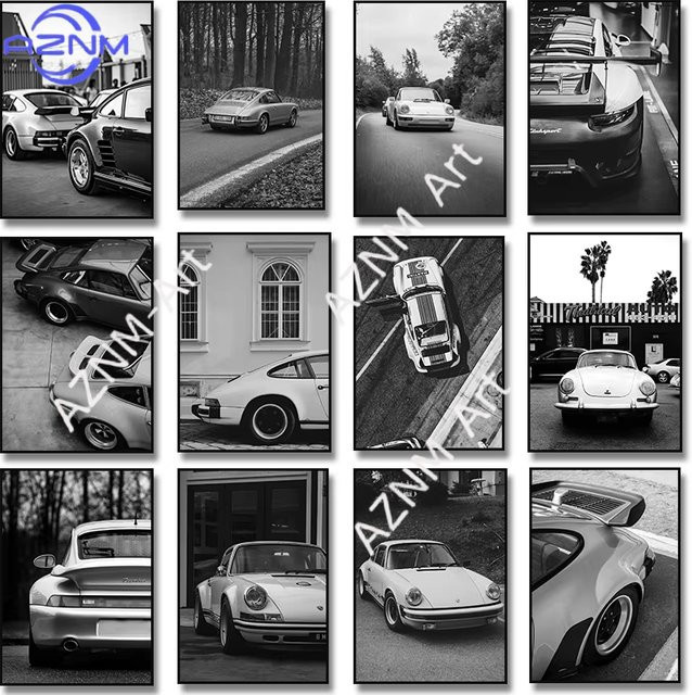 Modernes Leinwand-Poster Rastar Luxus-Auto in Schwarz-Weiß zur Wanddekoration für Wohnzimmer und Schlafzimmer - Bild 1