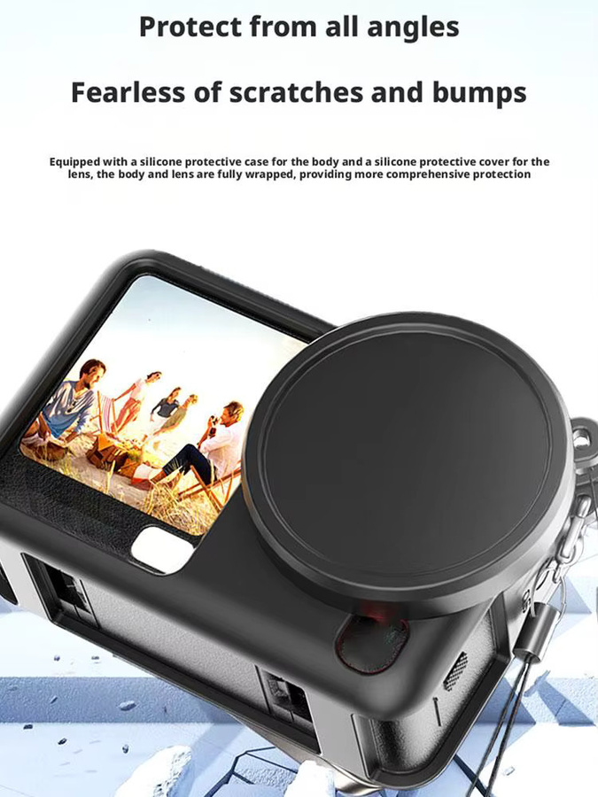 DJI Osmo Action 6 Silikonhülle in Schwarz mit Objektivdeckel, stoßfest und rutschfest - Bild 7