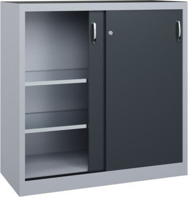 C + P Schiebetüren-Werkzeugschrank Acurado aus Stahl in Weißaluminium/Anthrazitgrau, B: 120 cm, T: 50 cm, H: 120 cm - Bild 1