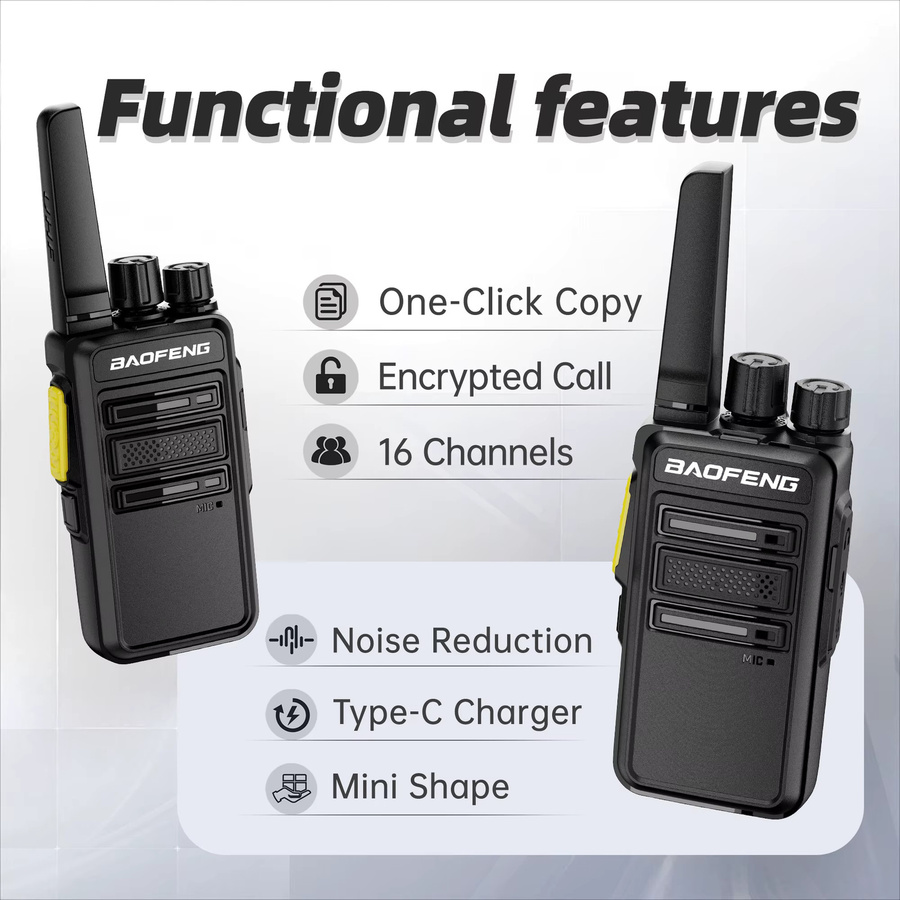 Baofeng Walkie-Talkie Zubehör Set BD-V12B mit Geräuschunterdrückung und USB-C Ladegerät, Schwarz, 2/4 Stück - Bild 2