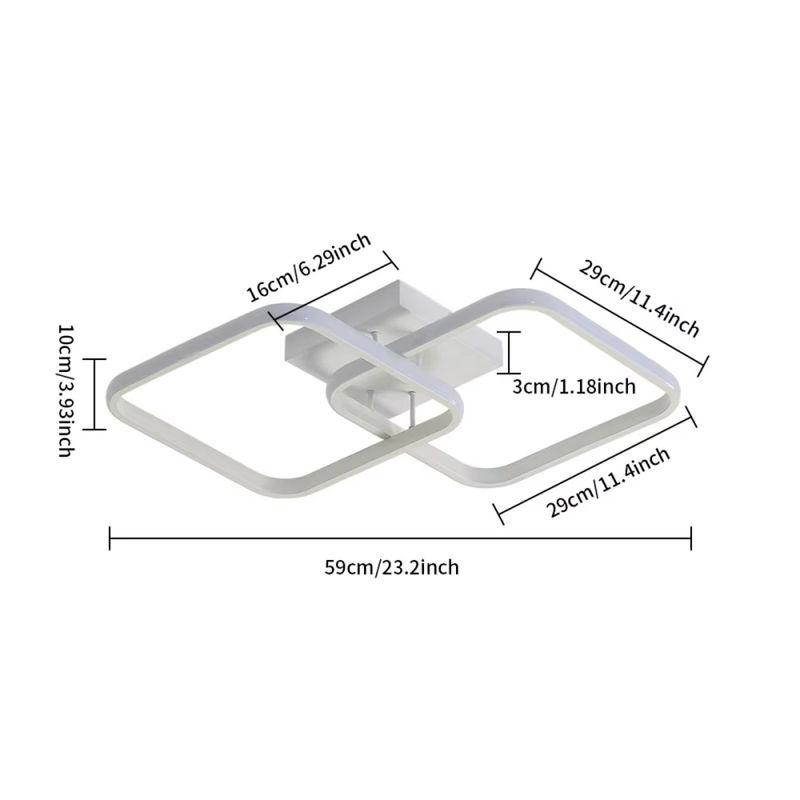 Riserva Moderne Quadratische LED-Deckenleuchte in Weiß mit 42 W und 6500 K Kaltweiß für Wohnzimmer, Küche, Esszimmer und Büro - Bild 2