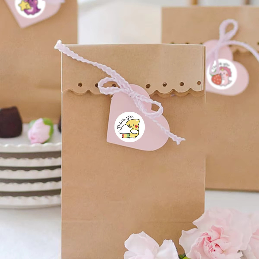 500 Stück Dankeschön-Aufkleber mit Cartoon-Dinosaurier-Motiv in Mehrfarbig für Verpackungen, Geschenke und DIY-Projekte - Bild 2