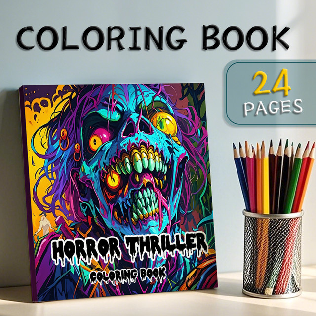 Horror-Malbuch für Erwachsene mit spannenden Themenillustrationen zur kreativen Entspannung in Multicolour - Bild 1