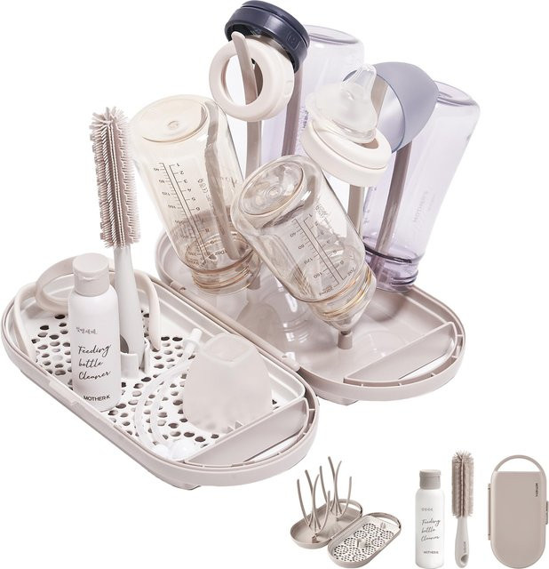 MOTHER-K Babyflaschenständer Set mit wasserabweisender Tasche in Creme Mokka und Beige - Bild 1