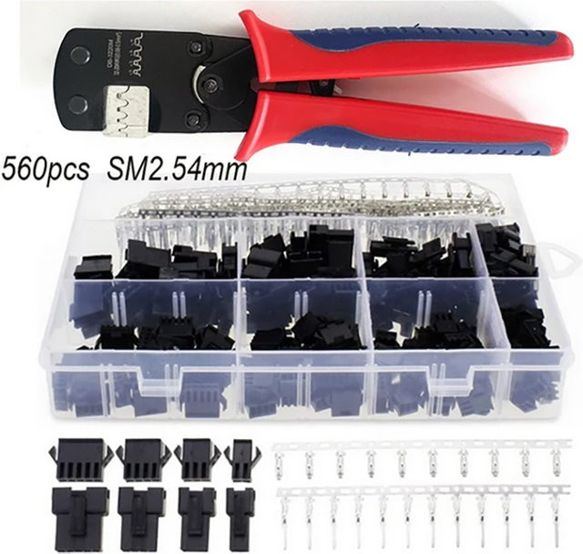 SM2.54 JST SM Stecker und Buchse Gehäuse Set mit 2 3 4 5 Pin in Schwarz, 560 Stück Sortiment Kit mit 2,54 mm Rastermaß - Bild 1