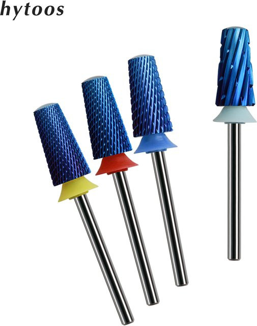 HYTOOS Blue Nano Safety Tapered Nail Drill Bits, Abgerundete Hartmetallbohrer, 3/32 - Bild 1