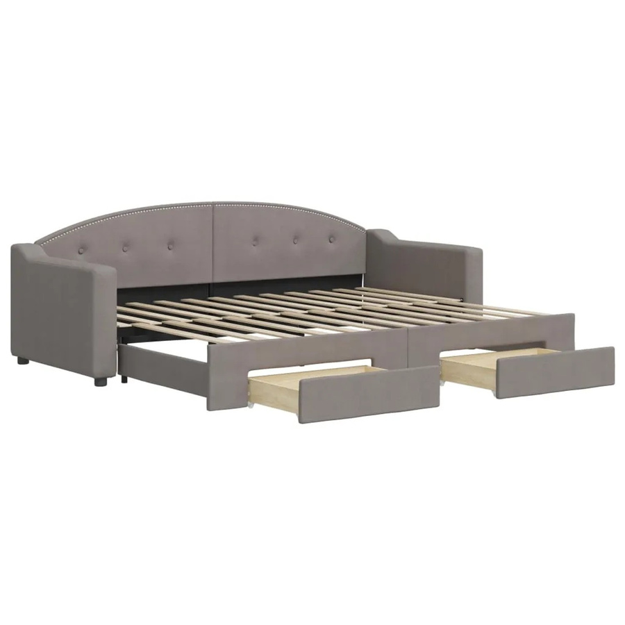 vidaXL Tagesbett ausziehbar mit Schubladen in Taupe, B/T/H: 200 x 80 x 90 cm - Bild 2