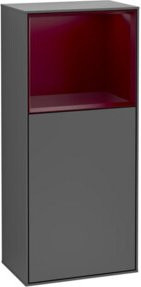 V&B Finion Seitenschrank mit LED-Wandbeleuchtung und Glastüren in Anthrazit, B: 41,8 cm, H: 93,6 cm - Bild 1