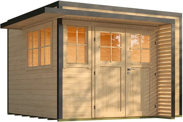Weka Gartenhaus Amberley mit Doppeltür und 2 Fenstern, Flachdach, Holz, B/T: 300 x 300 cm - Bild 1
