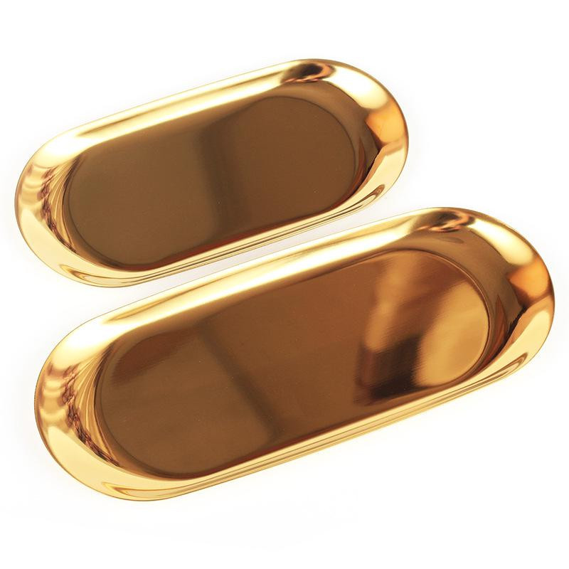Nordic goldene ovale Schmuckplatte aus Edelstahl in Dunkelblau für Wasser Tasse und Fischplatte - Bild 2
