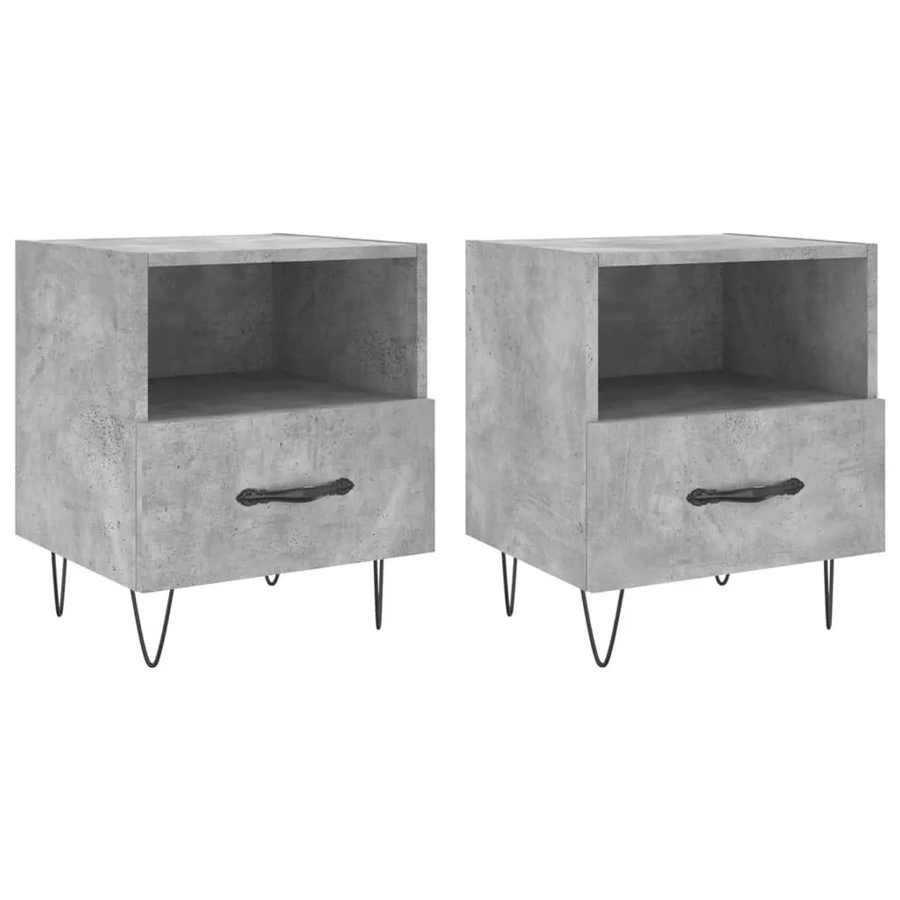DELUKE Nachttisch RISO 2er Set Betongrau mit Schublade, moderner Beistelltisch für dein Schlafzimmer, B/T/H: 40 x 35 x 47,5 cm - Bild 2