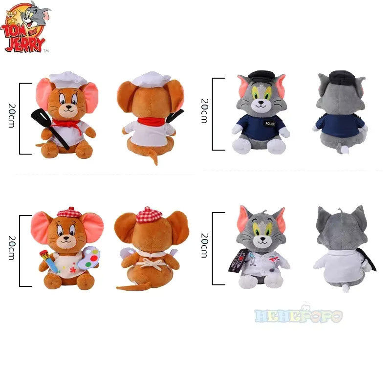 HUGKIS Tom und Jerry Plüsch, Chef Maler Jerry Maus Arzt Polizist Tom Katze, Stofftier Spielzeug, 20 cm - Bild 3