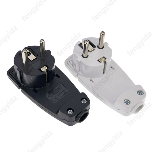 Fengyidz Schuko-Winkelstecker flach in Weiß, 2 Stück, 250 V 16 A, EU-Stecker - Bild 1