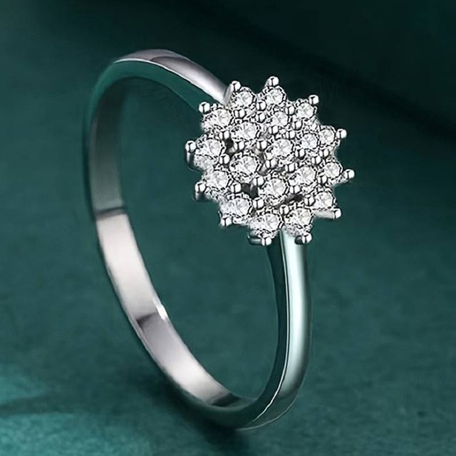 Huitan Damenring Blumenform, Silber, Zirkonia - Bild 1