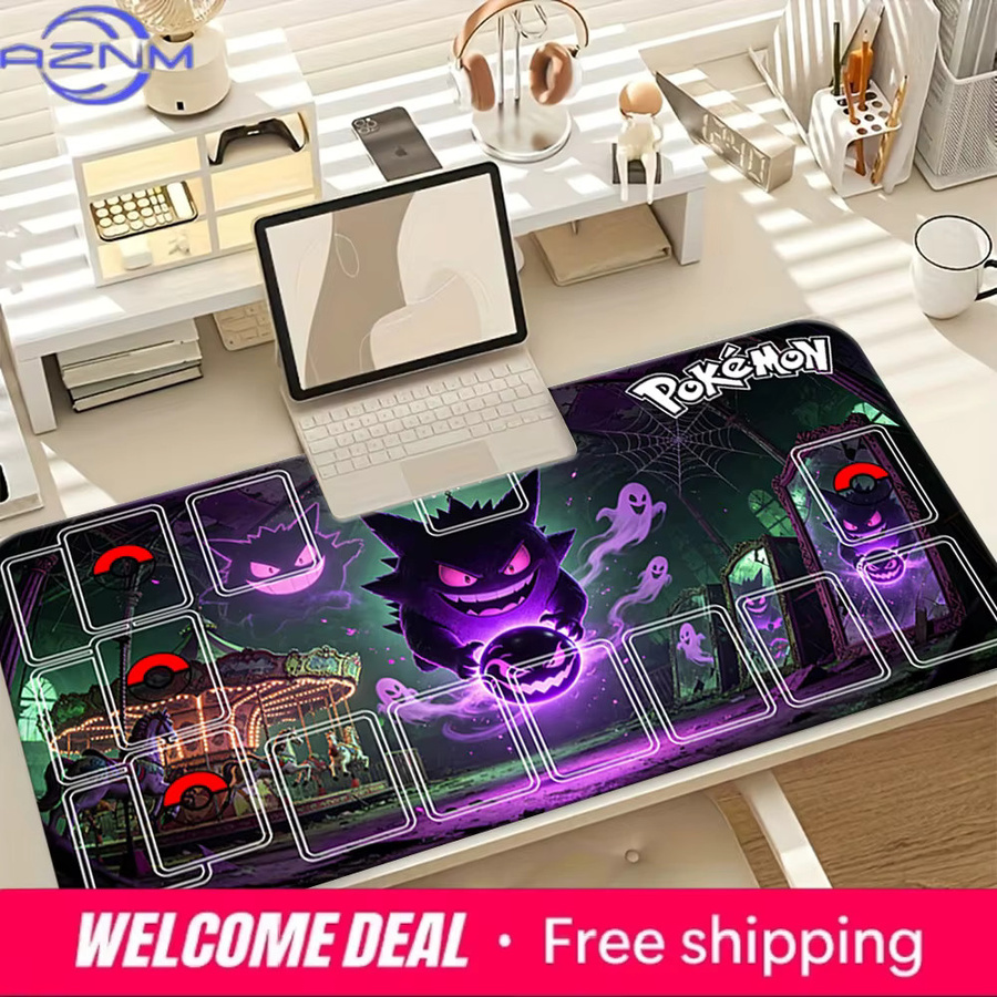 Potdemiel Gaming Mausunterlage Haunted House Purple Ghost Gengar Pokemon TCG Schreibtischunterlage in Lila - Bild 3