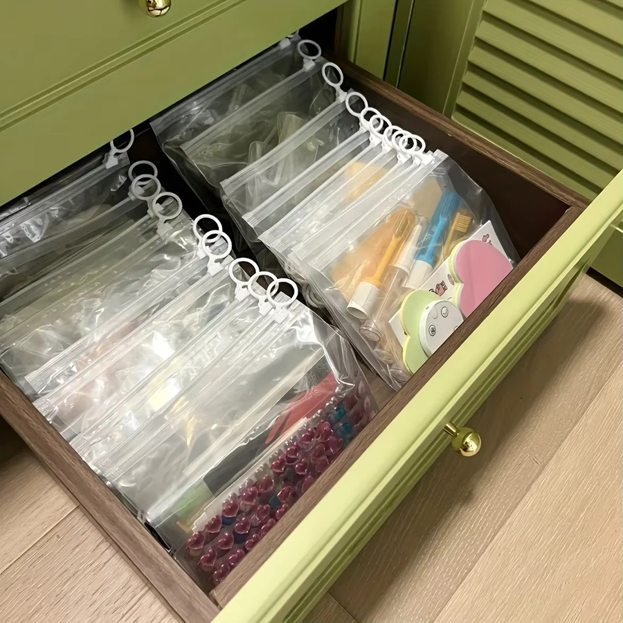 20 Stück Transparente Reise-Aufbewahrungstaschen aus Kunststoff mit Reißverschluss und Zuglaschen - Bild 3
