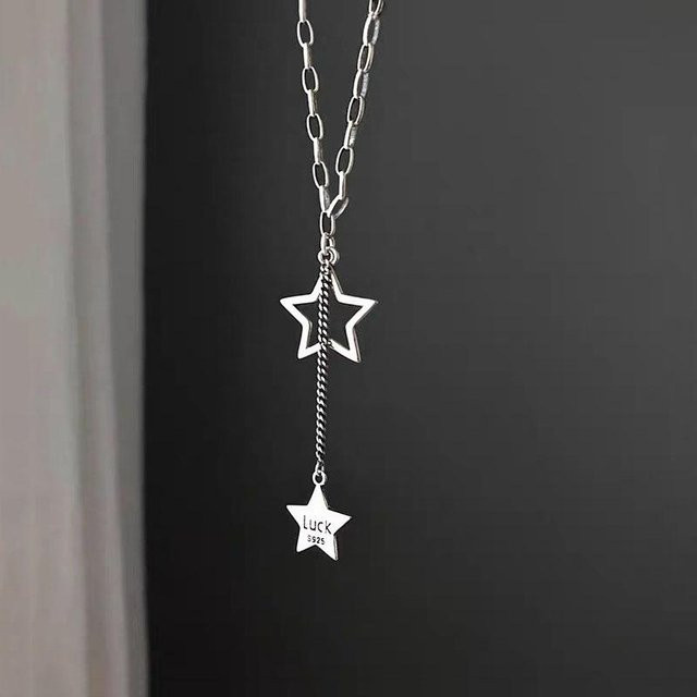 YIRAN Jewelry Halskette 925 Sterling Silber, Glücksbuchstabe, 50cm, Unisex - Bild 1