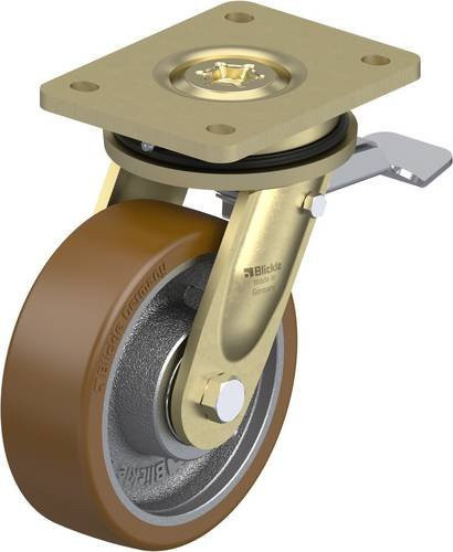 Blickle Lenkrolle LS-GB 150K-ST mit Feststeller in Silber und Stahl, Rad-Durchmesser: 150 mm, Tragfähigkeit: 800 kg - Bild 1