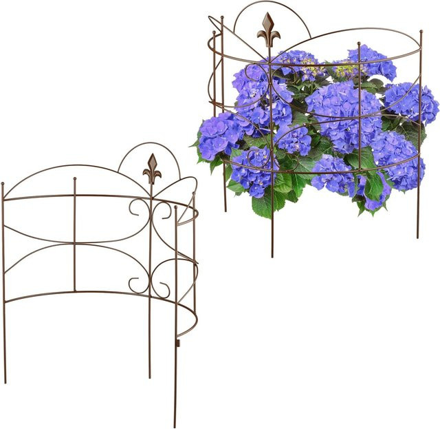 Relaxdays Staudenhalter aus Eisen in Braun, zweiteilig für den Garten, H x B x T: 59,5 x 53 x 27 cm - Bild 1