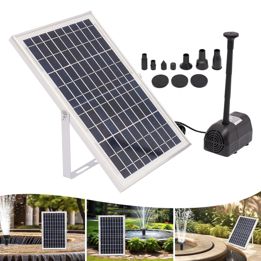 Bymaocar Solar-Wasserpumpe für Brunnen, DC, tragbar, 17 V/10 W, Direktantrieb, Schwarz - Bild 3