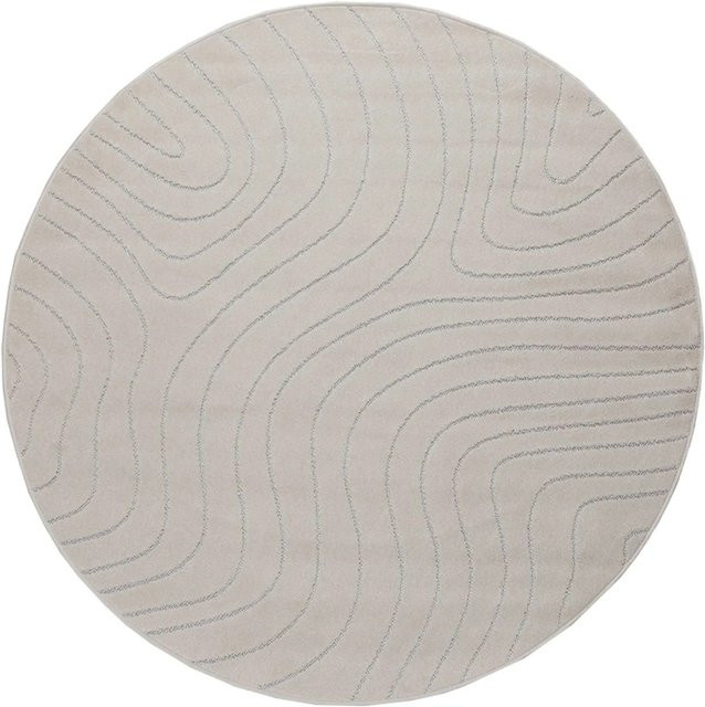 vidaXL Bereichsteppich PALMERAS Rund, Farbe: Beige, Durchmesser: 160 cm, Material: Polyester - Bild 1