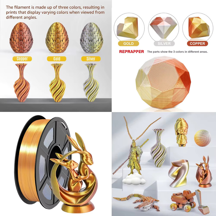 3D Maliang Seiden-PLA-Filament für FDM-3D-Drucker, mehrfarbig, Durchmesser: 1,75 mm, 4er-Pack à 250 g - Bild 6