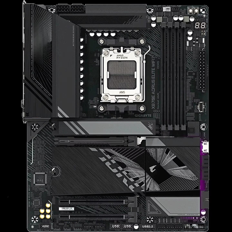 Gigabyte X870E AORUS ELITE WIFI7 Motherboard DDR5 für AMD AM5 Sockel, Schwarz - Bild 2