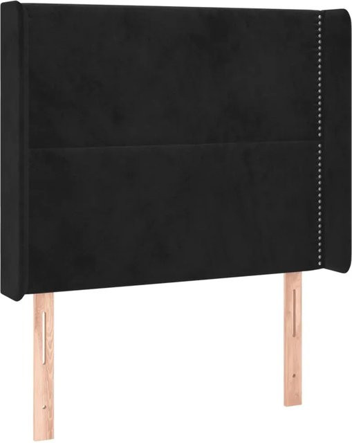 vidaXL LED Kopfteil in Schwarz aus Samt mit USB-Ladeport und integrierter Beleuchtung, B: 93 cm, T: 16 cm, H: 118-128 cm - Bild 1