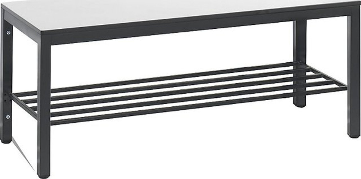 C+P Umkleidebank Basic Plus mit Schuhrost, Farbe Schwarzgrau und Weiß, H x B x T: 40,1 x 100 x 35,3 cm - Bild 3