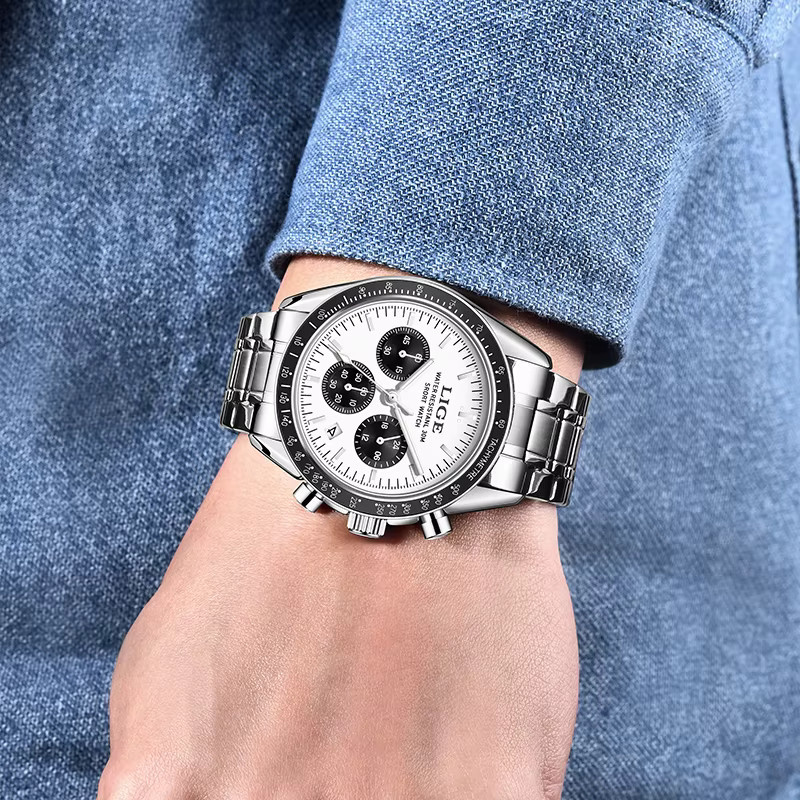 LIGE Armbanduhr, Quarz, Edelstahl, Silber, Herren - Bild 5