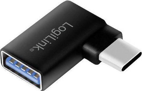 LogiLink USB 3.2 Gen 1 Adapter AU0055 Schwarz mit USB-C Stecker und USB-A Buchse, 90 Grad nach rechts gewinkelt - Bild 1