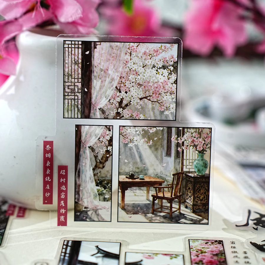 Etori Life 15 Stück Frühlingsgarten-Blumen-Fensteraufkleber im chinesischen Stil, Multicolour Dekorationsaufkleber für Scrapbooking und Raumdekoration - Bild 5