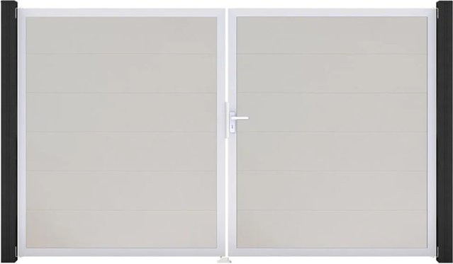 GroJa Steckzaun Tor BasicLine DIN Rechts EV1 Doppel-Tor Weiß - Bild 1