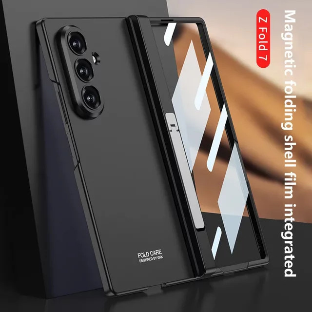 Robuste magnetische Business-Handyhülle mit Rebound-Scharnier für Samsung Galaxy Z Fold 7 in Schwarz und Grün - Bild 1