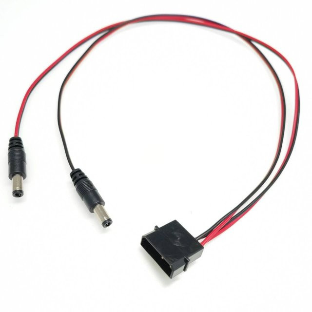IDE Molex auf DC 5,5 mm x 2,1 mm Konverter Adapter Netzteilkabel, Schwarz, Länge: 50 cm - Bild 1
