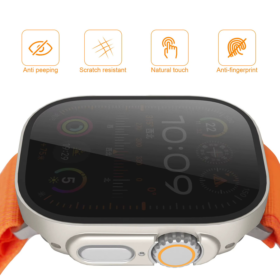 Apple Displayschutzfolie, Gehärtetes Glas, Privatsphäre, Apple Watch Ultra 2 49 mm 44 mm 40 mm 45 mm - Bild 3
