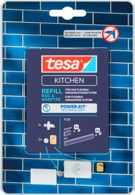 tesa Power.Kit Nachfüllpack für Küchenorganizer Sets mit Reling und Adapter in Weiß - Bild 1
