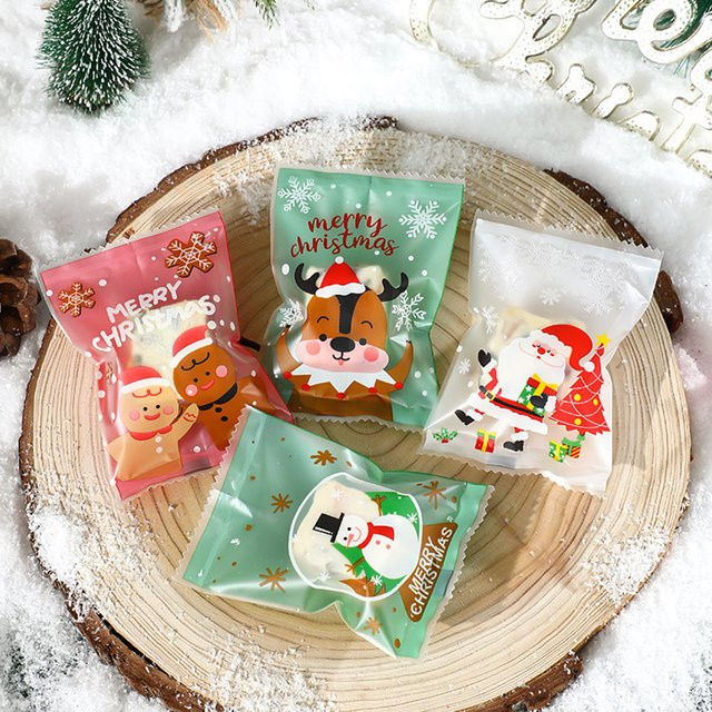 100 Stück Weihnachts Candy Bags aus Kunststoff in Multicolour zum Versiegeln von Süßigkeiten, Nougat und Keksen - Bild 1