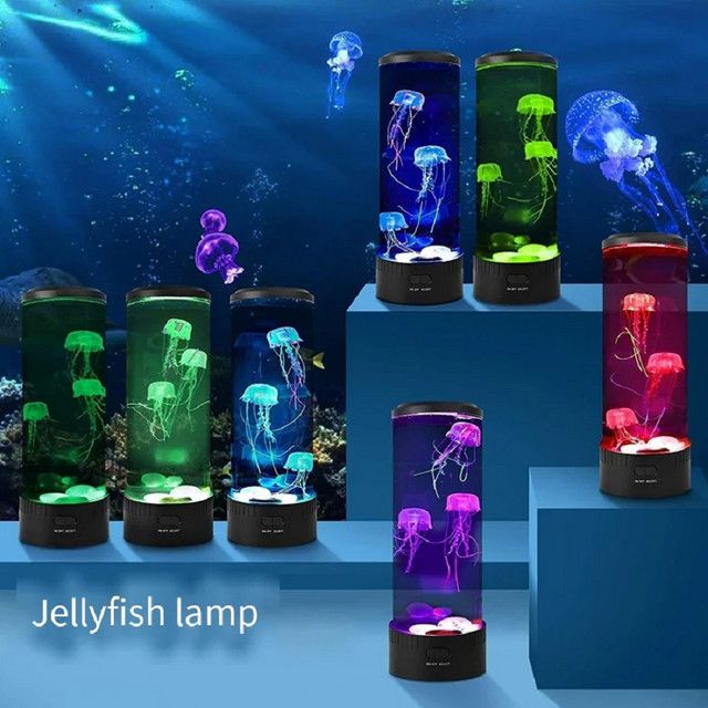 FRST LED-Quallenlampe mit 7 wechselnden Farben, USB- und batteriebetrieben, Schwarz - Bild 1
