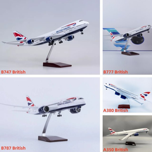 ZOCO Flugzeug Modell British Airways, Skala A350, 47cm, Harz, Metall, Weiß - Bild 1