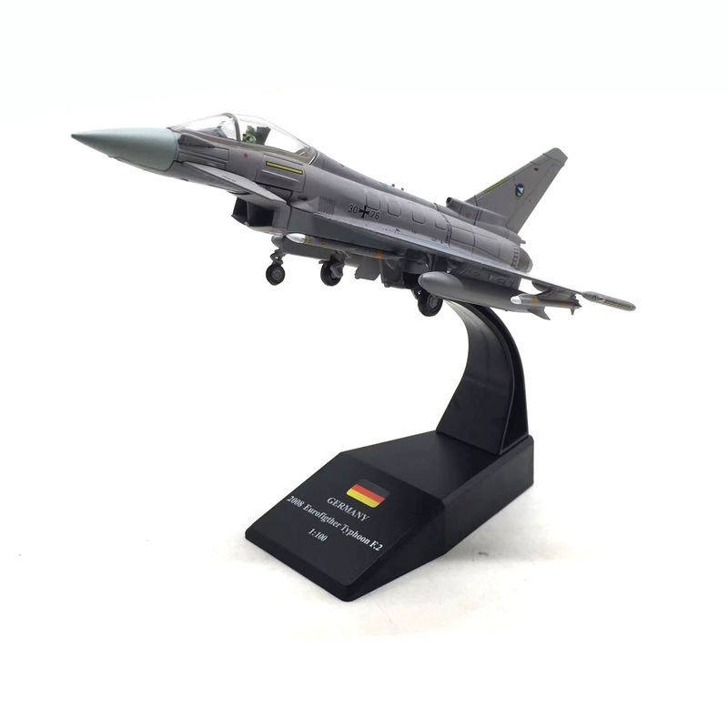 Eurofighter Typhoon EF-2000 Modellflugzeug aus Metall im Maßstab 1:100 mit Ausstellungsstand, Farbe Grau - Bild 4