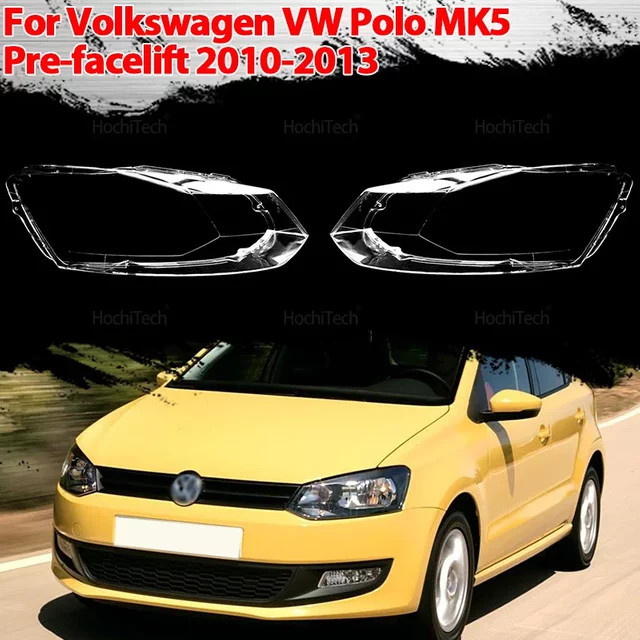 HochiTech Scheinwerfer Abdeckung aus Glas für Volkswagen VW Polo MK5 Pre-facelift 2010-2013, transparent - Bild 1
