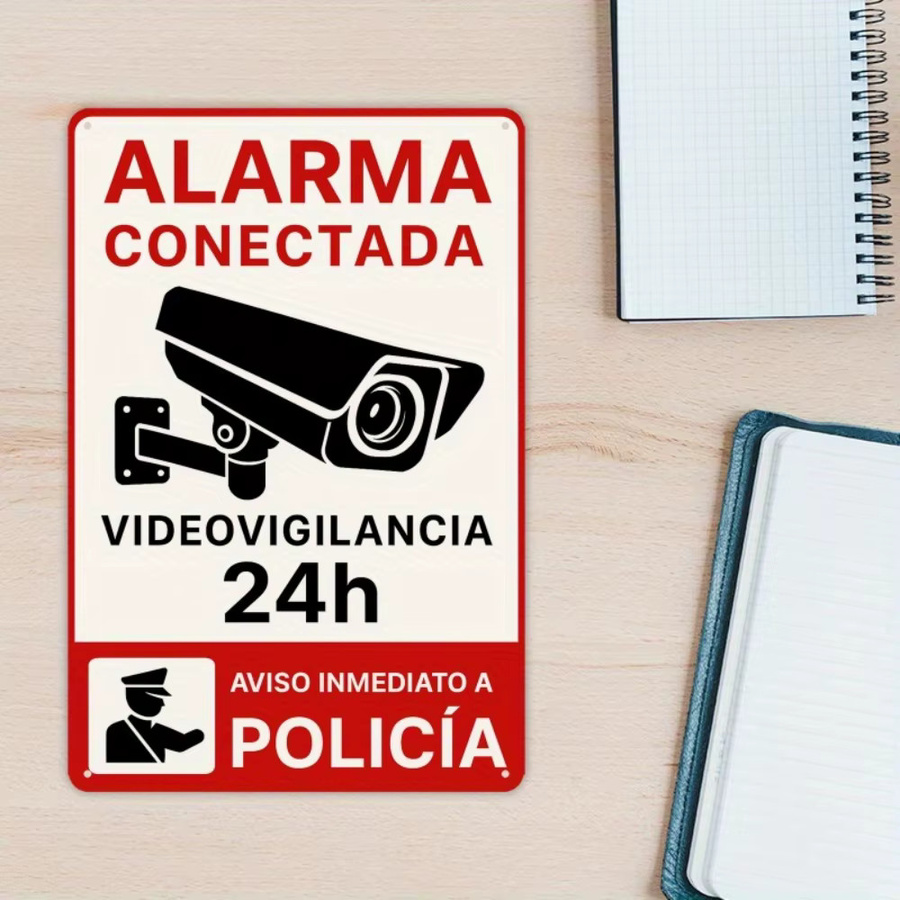 Retro Spanisches Alarmschild ALARMA CONECTADA von CIFBUY aus Eisenmetall als Wanddeko - Bild 2