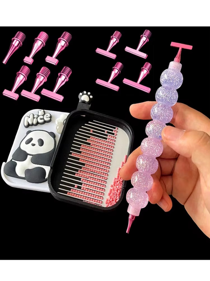Multifunktionaler Diamantmalerei-Stift aus Kunststoff in Pink für DIY-Stickerei und Dot-Bohrer-Zubehör - Bild 5