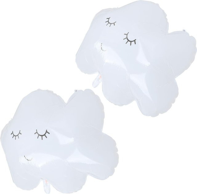 2er-Set Igeteck Smiley Cloud Luftballons aus weißer Aluminiumfolie für Party und Hochzeit inklusive Blasrohr - Bild 1