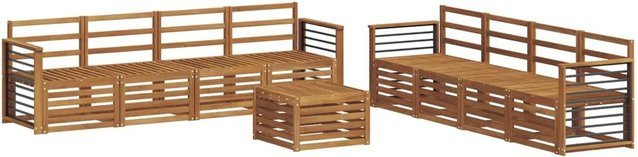 vidaXL Sofagarnitur 9-teilig aus Massivholz Akazie in Natur Braun im U-Shape Design mit Latten-Design - Bild 1