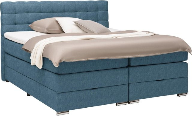 Premium Living Boxspringbett London Blau mit Taschenfederkern und Lift-up-Base, B/T/H: 160 x 200 x 120 cm - Bild 1