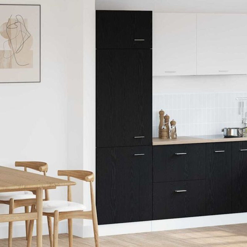 Vidaxl Vorratsschrank als Kühlschrankschrank mit Regalen in Schwarz, B/T/H: 60 x 57 x 207 cm - Bild 1